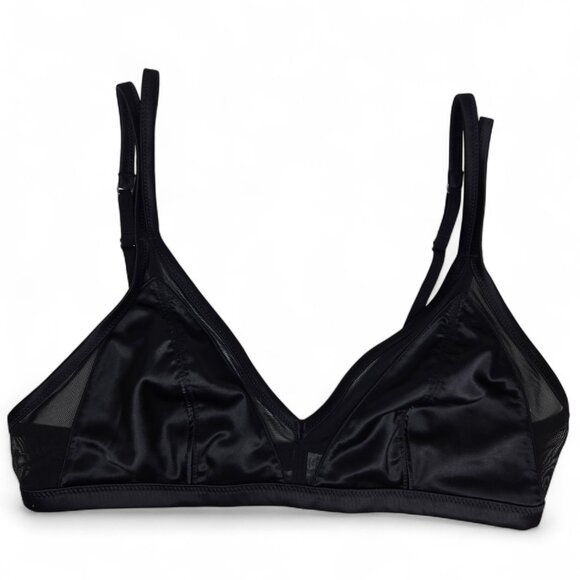 Aerie Black Unlined Bra Women's Mesh Outline Double Strap Everyday Soft L - Picture 1 of 5